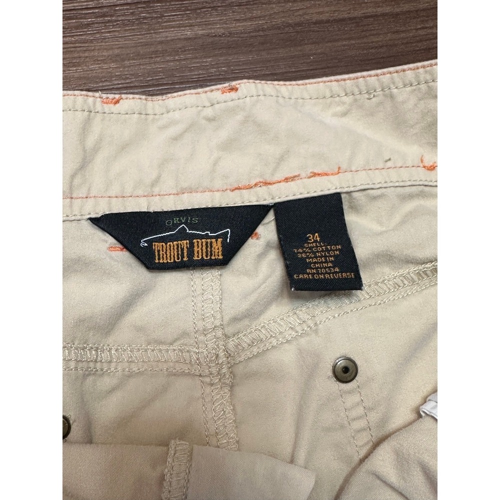 Orvis Trout Bum Khaki Fishing Outdoor Pants Nylon/Cotton Blend Men Sz 34x31 - Picture 3 of 9